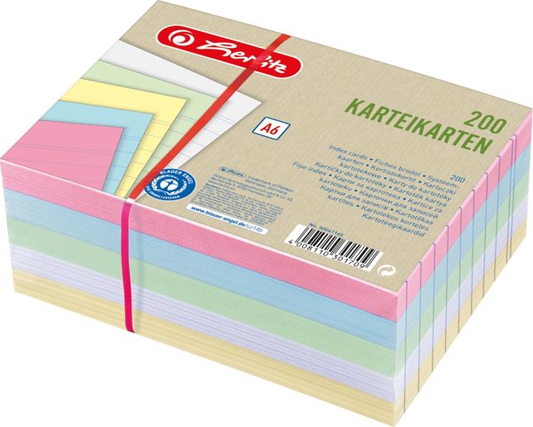 Herlitz Herlitz Κάρτα ευρετηρίου A6 με γραμμές 4 χρώματα + λευκό Bl. Engel 200er
