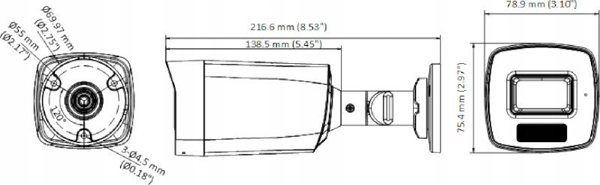 Κάμερα Hikvision DS-2CE17U0T-LF Turbo-HD 8MP 4K Bullet με Φακό 2.8mm