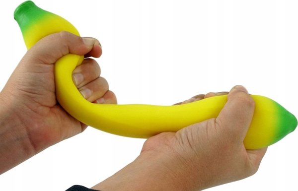Hipo Banan super rozciagliwy antystresowy gniotek 14cm kolory teczy 620940