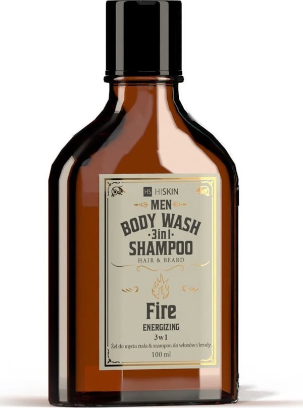 HiSkin HISKIN Men Whisky Zel do mycia ciala i szampon do wlosow i brody 3w1 Fire 100 ml mini