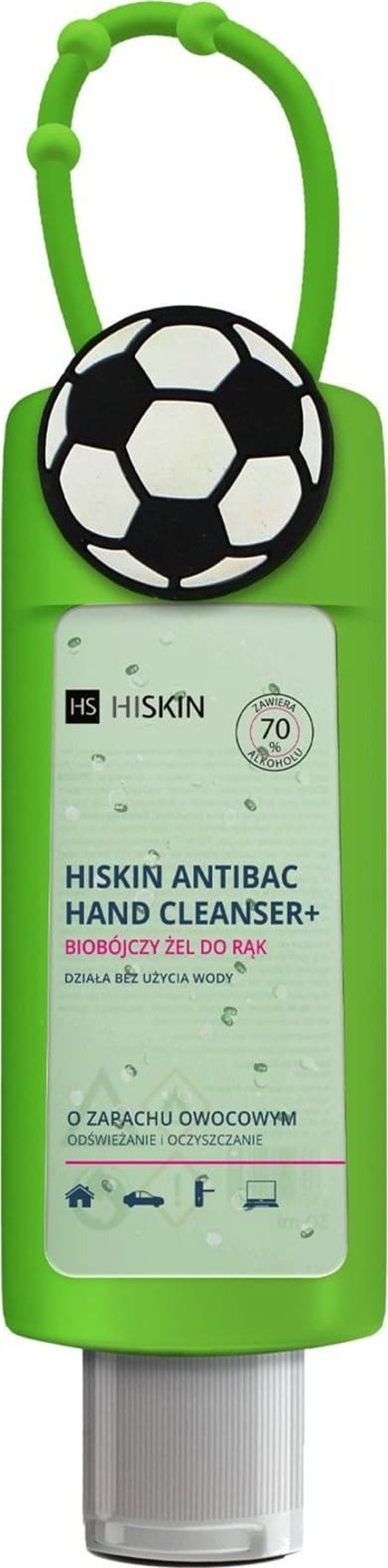 HiSkin HISKIN Αντιβακτηριδιακό Καθαριστικό Χεριών+ Βιοκτόνο Τζελ Χεριών με άρωμα φρούτων - μπάλα (μπουκάλι 75ml+θήκη)