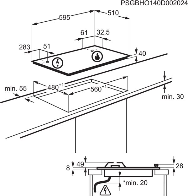 HOB GAS HGB64420SM AEG