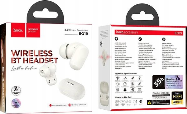 Hoco sluchawki bezprzewodowe bluetooth TWS EQ19 biale