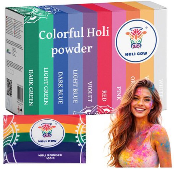 Holi Cow Kolorowy proszek Holi zestaw10x100g Holi Cow 27334