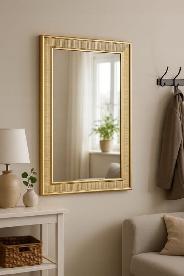 Home Styling Collection Lustro scienne w metalowej ramie metaliczny efekt 49,5 x 59,5 cm
