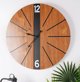 Home Styling Collection Ρολόι τοίχου με μινιμαλιστικό καντράν που μιμείται το ξύλο, MDF, Ø 60 cm