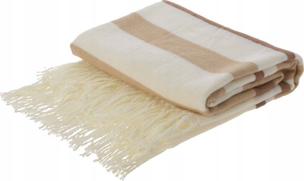 Κουβέρτα Home Styling Collection με κρόσσια, ριγέ, από ακρυλικό, 130 x 160 cm
