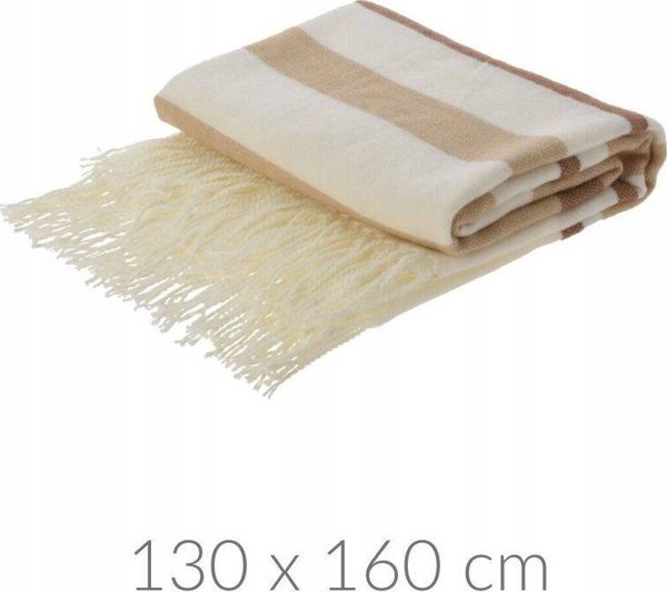 Κουβέρτα Home Styling Collection με κρόσσια, ριγέ, από ακρυλικό, 130 x 160 cm