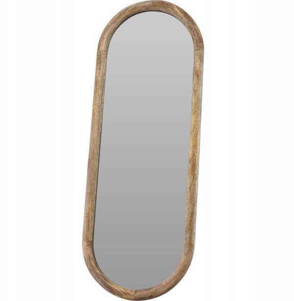 Home Styling Collection Καθρέπτης τοίχου σε ξύλινη κορνίζα μάνγκο OVAL, 28 x 2,5 x 77,5 εκ.