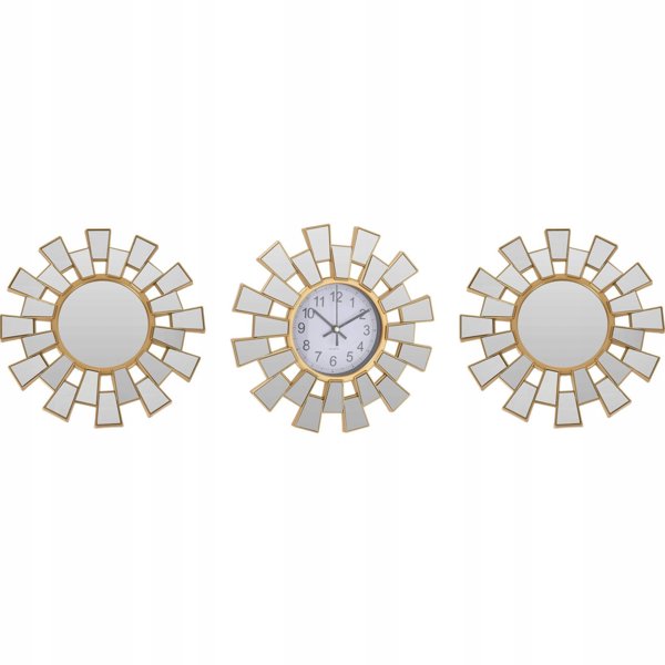 Home Styling Collection Lustra dekoracyjne w geometrycznych ramach 2 sztuki plus zegar scienny