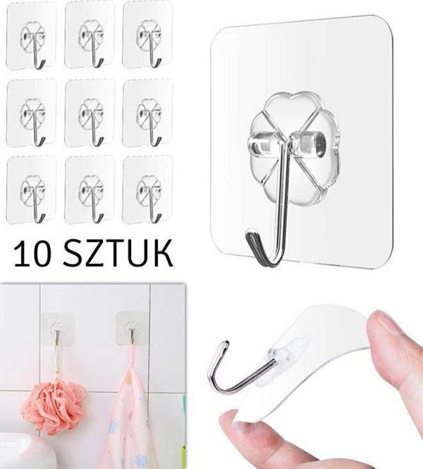 Home Appliances AG702 Αυτοκόλλητες Κρεμάστρες Τοίχου Διαφανείς, Σετ 10 Τεμαχίων