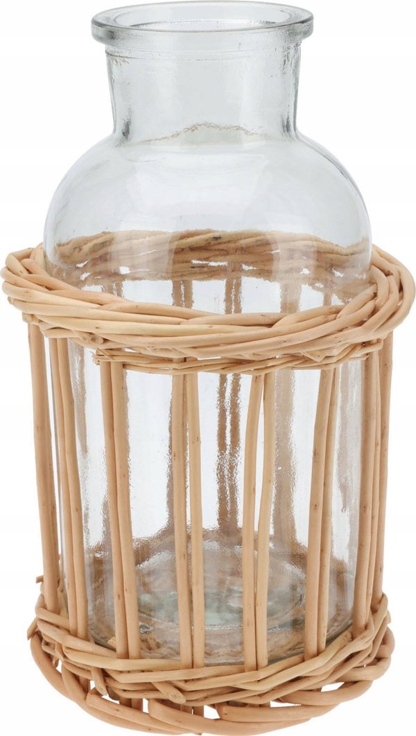 Home Styling Collection Διακοσμητικό μπουκάλι σε ψάθινο καλάθι