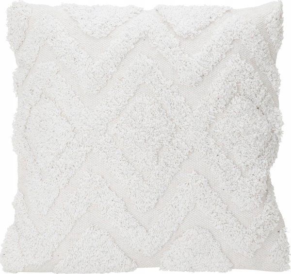 Home Styling Collection Λευκό, διακοσμητικό μαξιλάρι, βαμβακερό με φούντες, 45 x 45 cm