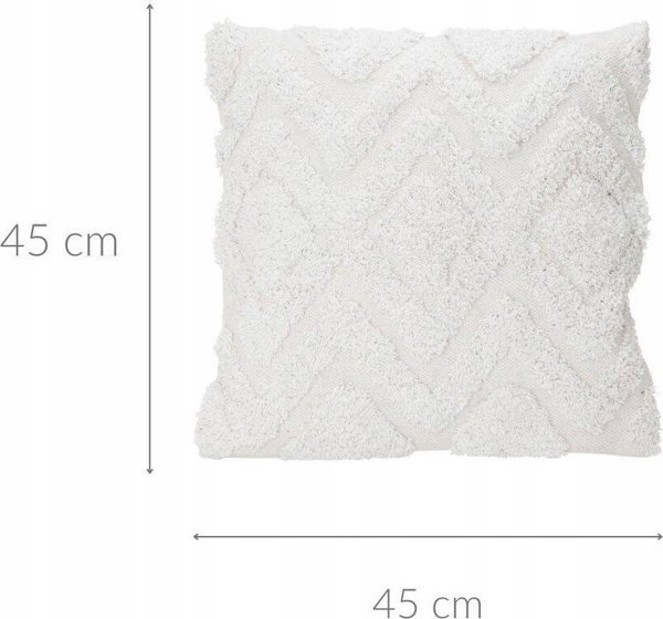 Home Styling Collection Λευκό, διακοσμητικό μαξιλάρι, βαμβακερό με φούντες, 45 x 45 cm