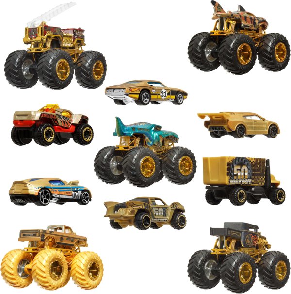Hot Wheels Monster Trucks Trophy Champions Collection, Vehicle set, 3 yr(s), Metal, Plastic, Gold, Multicolour