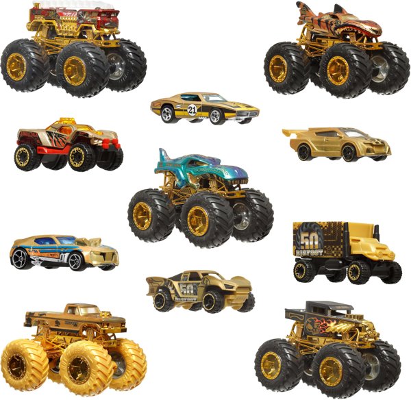 Hot Wheels Monster Trucks Trophy Champions Collection, Vehicle set, 3 yr(s), Metal, Plastic, Gold, Multicolour
