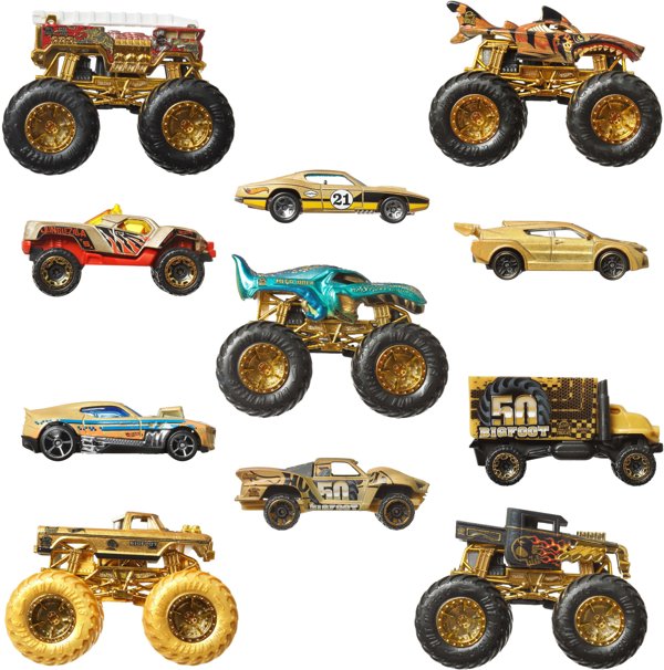 Hot Wheels Monster Trucks Trophy Champions Collection, Vehicle set, 3 yr(s), Metal, Plastic, Gold, Multicolour
