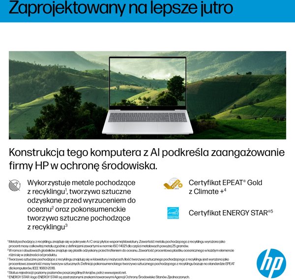HP OmniBook 7 AI 16-ay0216nw Intel Core Ultra 7 255H Laptop 40,6 cm (16") Ekran dotykowy 2K 32 GB DDR5-SDRAM 1 TB SSD NVIDIA GeForce RTX 4050 Wi-Fi 7 (802.11be) Windows 11 Home AI PC Srebrny