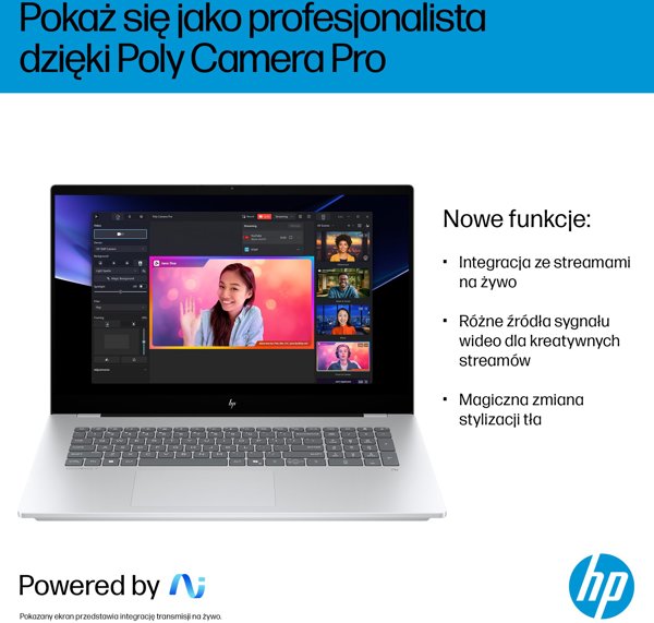 HP OmniBook 7 Next Gen AI 17-dc0216nw Copilot+ PC Intel Core Ultra 7 258V Laptop 43,9 cm (17.3") Ekran dotykowy Full HD 32 GB LPDDR5x-SDRAM 1 TB SSD NVIDIA GeForce RTX 4050 Wi-Fi 7 (802.11be) Windows 11 Home Srebrny
