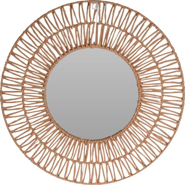 H&S Decoration Καθρέφτης Τοίχου με Πλεκτό Κάλαμο 60 cm