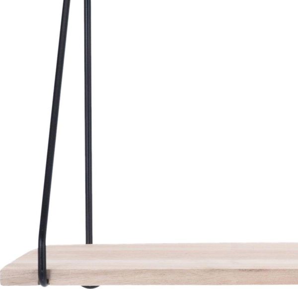H&S Decoration Ξύλινο Ράφι Τοίχου Loft, Μεταλλικά Στηρίγματα, Μαύρο, 50x15x29 cm