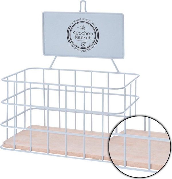 H&S Decoration Κρεμαστό Ράφι Κουζίνας Τοίχου Μεταλλικό, Λευκό