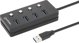 HUB USB Manhattan MANHATTAN 4-Port USB 3.0 Hub USB-A-Stecker σε 4x USB-A-υποδοχές 5 Gbit/s 1,5 m καλώδιο διακόπτης για κάθε θύρα τροφοδοσία μέσω USB/τροφοδοτικού