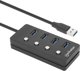 HUB USB Manhattan MANHATTAN 4-Port USB 3.0 Hub USB-A-Stecker σε 4x USB-A-υποδοχές 5 Gbit/s 1,5 m καλώδιο διακόπτης για κάθε θύρα τροφοδοσία μέσω USB/τροφοδοτικού
