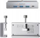 HUB montowany na zacisk input: USB-C / output: 3x USB-A 3.0 + 1x USB-C 3.0 - srebrny