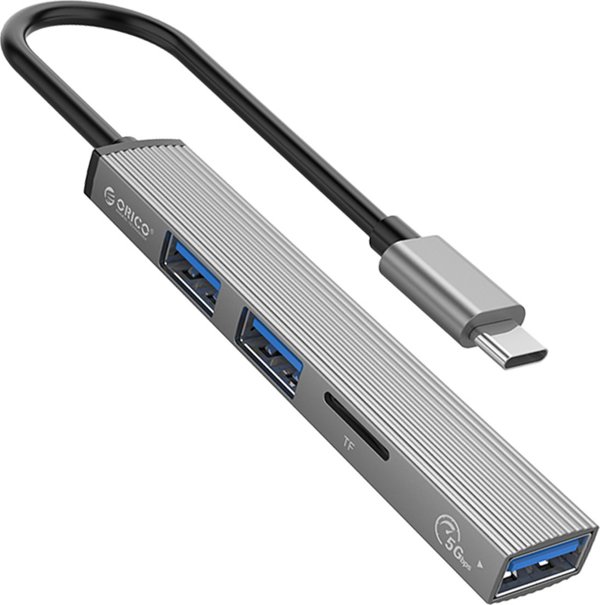 Orico USB Hub 3.0 AH-12F-GY, 3 Θύρες USB-A & Αναγνώστης Καρτών TF, Γκρι