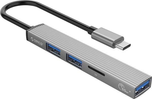 Orico USB Hub 3.0 AH-12F-GY, 3 Θύρες USB-A & Αναγνώστης Καρτών TF, Γκρι