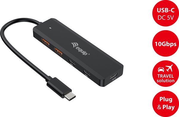 HUB USB Equip Equip USB-Hub 4-Port 3.2/C->2xUSB-C 2xUSB-A 10Gbps o.Netz.sw