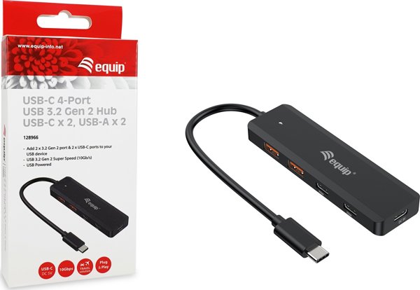 HUB USB Equip Equip USB-Hub 4-Port 3.2/C->2xUSB-C 2xUSB-A 10Gbps o.Netz.sw
