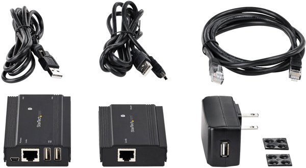 HUB USB StarTech .com 4 Port USB 2.0 Extender-Hub przez pojedynczy kabel CAT5e/CAT6 Ethernet (RJ45) - 100 m - USB Extender Hub Adapter - obudowa metalowa - Zewnętrzne zasilanie - 480 Mbit/s (USB2004EXT100) - Rozszerzenie USB - USB 2.0 - przez CAT 5e/6 - d