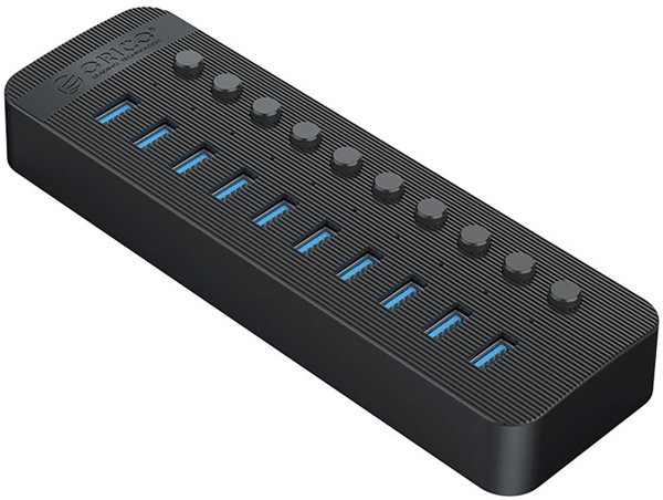 Hub CT2U3-10AB με διακόπτες 10x USB-A - μαύρο
