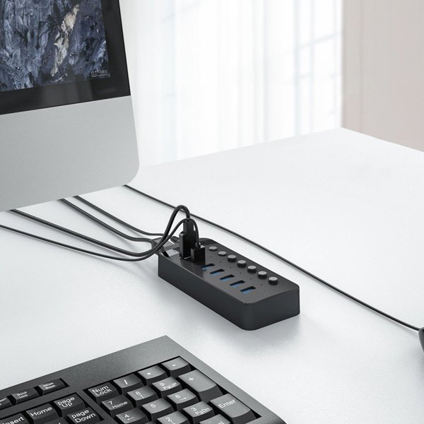 Hub CT2U3-10AB με διακόπτες 10x USB-A - μαύρο