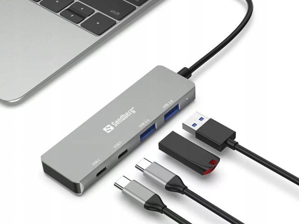 HUB USB Sandberg Sandberg 136-50 διανομέας και συγκεντρωτές USB Type-C 5000 Mbit/s Γκρι
