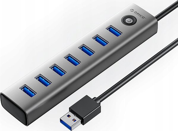 7-θύρα HUB USB-A 3.0 με Καλώδιο 1Μ - Γκρι