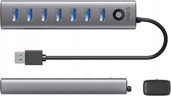 7-θύρα HUB USB-A 3.0 με Καλώδιο 1Μ - Γκρι
