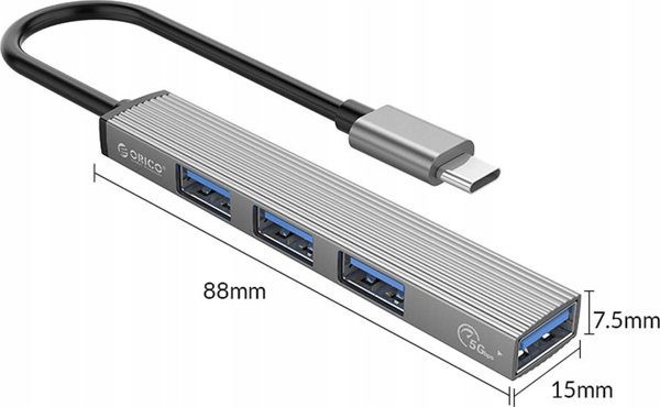 Orico USB Hub, Type-C & USB-A, 5Gbps, 3x USB-A 2.0, Αλουμινένιο
