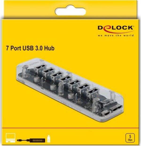 HUB USB Delock 1x microUSB  + 7x USB-A 3.0 (64088)