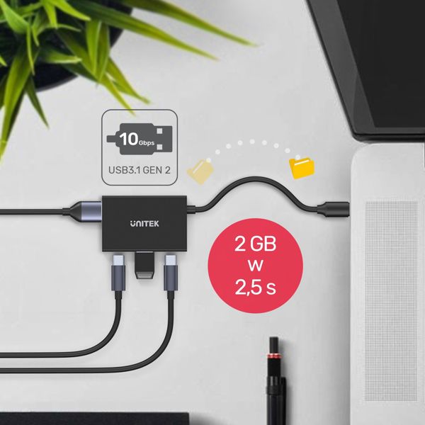 Unitek uHUB Q4 Advanced USB Hub, 2x USB-C & 2x USB-A 3.1 Gen2, H1302A