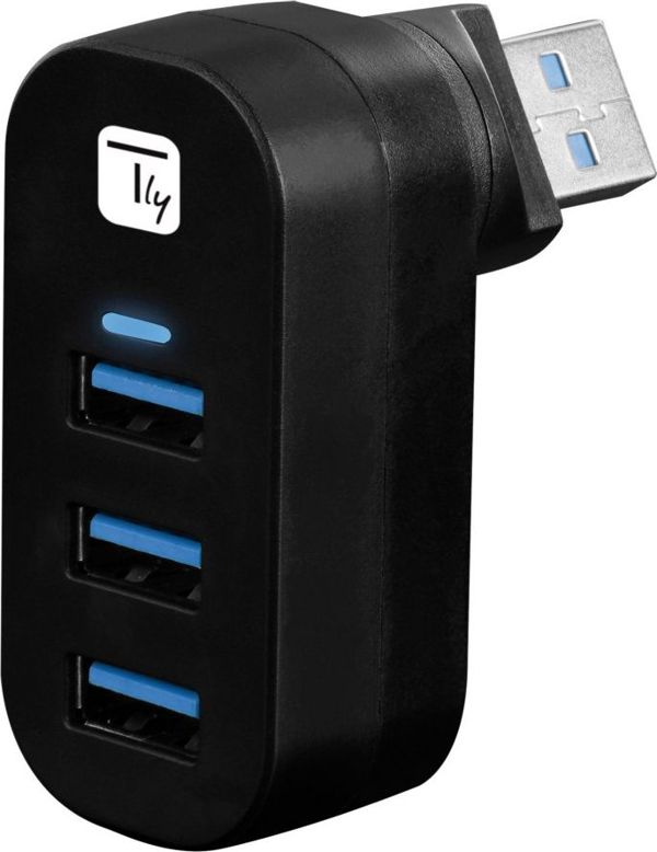 Techly USB Hub 3x USB-A 3.0, Περιστρεφόμενος Διανομέας Θυρών για Laptop και Smartphone (IUSB3-HUB3-ROTB)