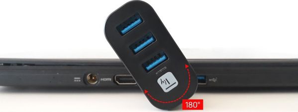 Techly USB Hub 3x USB-A 3.0, Περιστρεφόμενος Διανομέας Θυρών για Laptop και Smartphone (IUSB3-HUB3-ROTB)