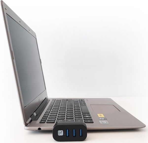 Techly USB Hub 3x USB-A 3.0, Περιστρεφόμενος Διανομέας Θυρών για Laptop και Smartphone (IUSB3-HUB3-ROTB)