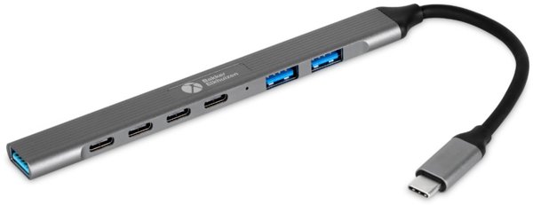 HUB USB BakkerElkhuizen BakkerElkhuizen USB-C Hub 7-in-1 (3A+4C) USB Type-C 5000 Mbit/s Czarny, Szary