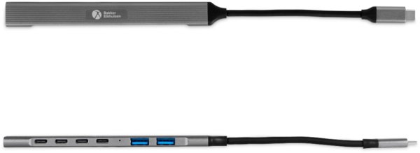 HUB USB BakkerElkhuizen BakkerElkhuizen USB-C Hub 7-in-1 (3A+4C) USB Type-C 5000 Mbit/s Czarny, Szary