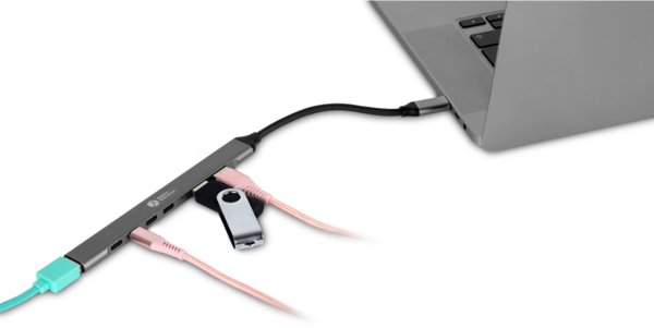HUB USB BakkerElkhuizen BakkerElkhuizen USB-C Hub 7-in-1 (3A+4C) USB Type-C 5000 Mbit/s Czarny, Szary
