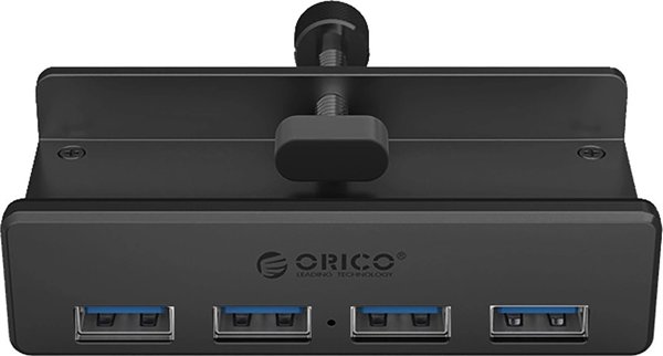 HUB 4-portowy montowany na zacisk USB-A 3.0 - czarny