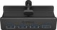 HUB 4-portowy montowany na zacisk USB-A 3.0 - czarny